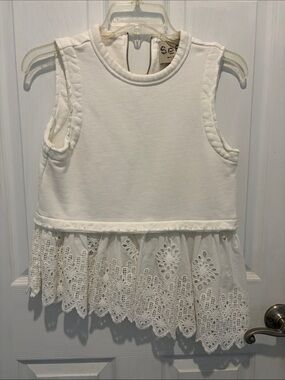 Sea New York White Eyelet Hem Sleeveless Tank